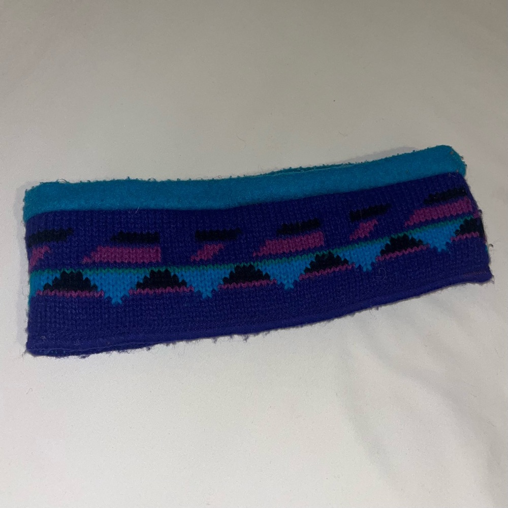 Vintage 80s Aztec Fleece Knit Headband OSFM